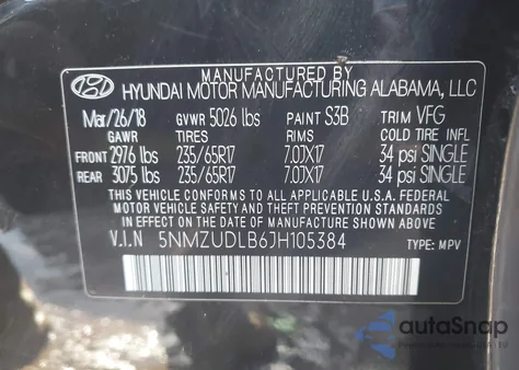 2018 Hyundai Santa Fe Sport 2.4L from USA, damaged, VIN 5NMZUDLB6JH105384